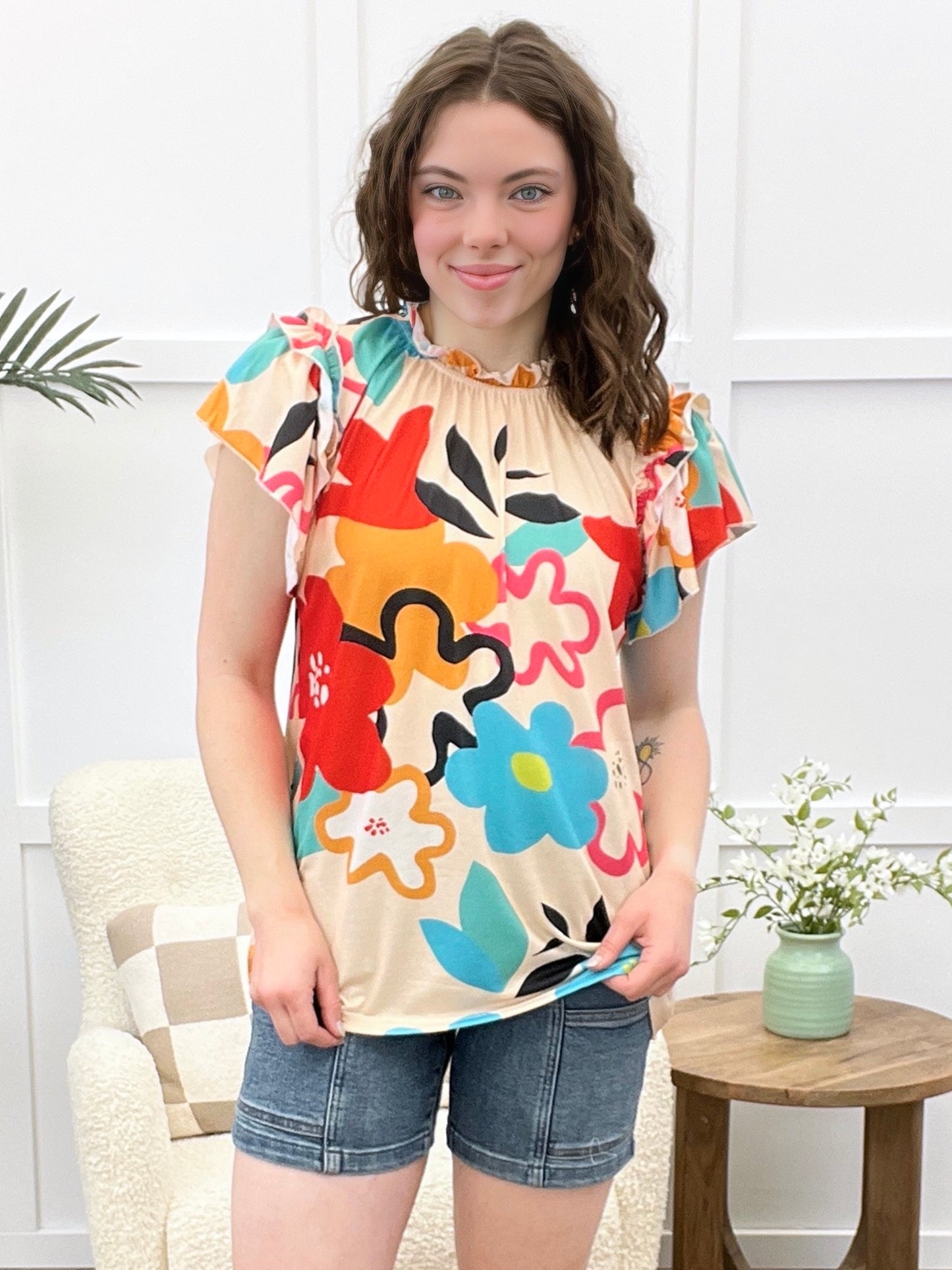 Wild Bloom Ruffle Top