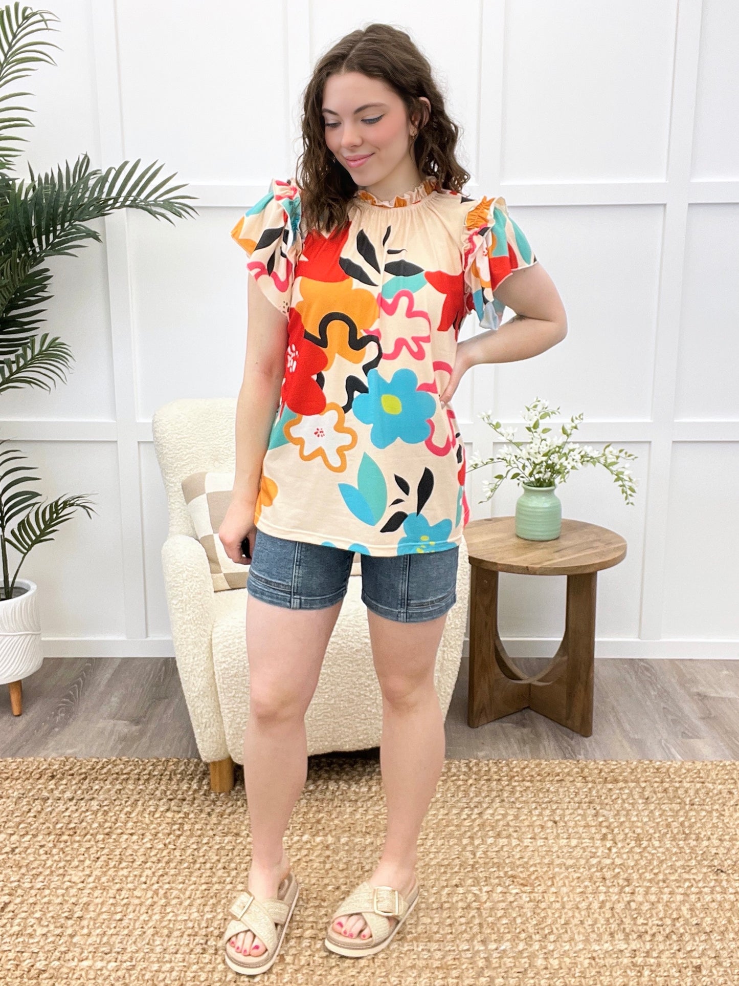 Wild Bloom Ruffle Top