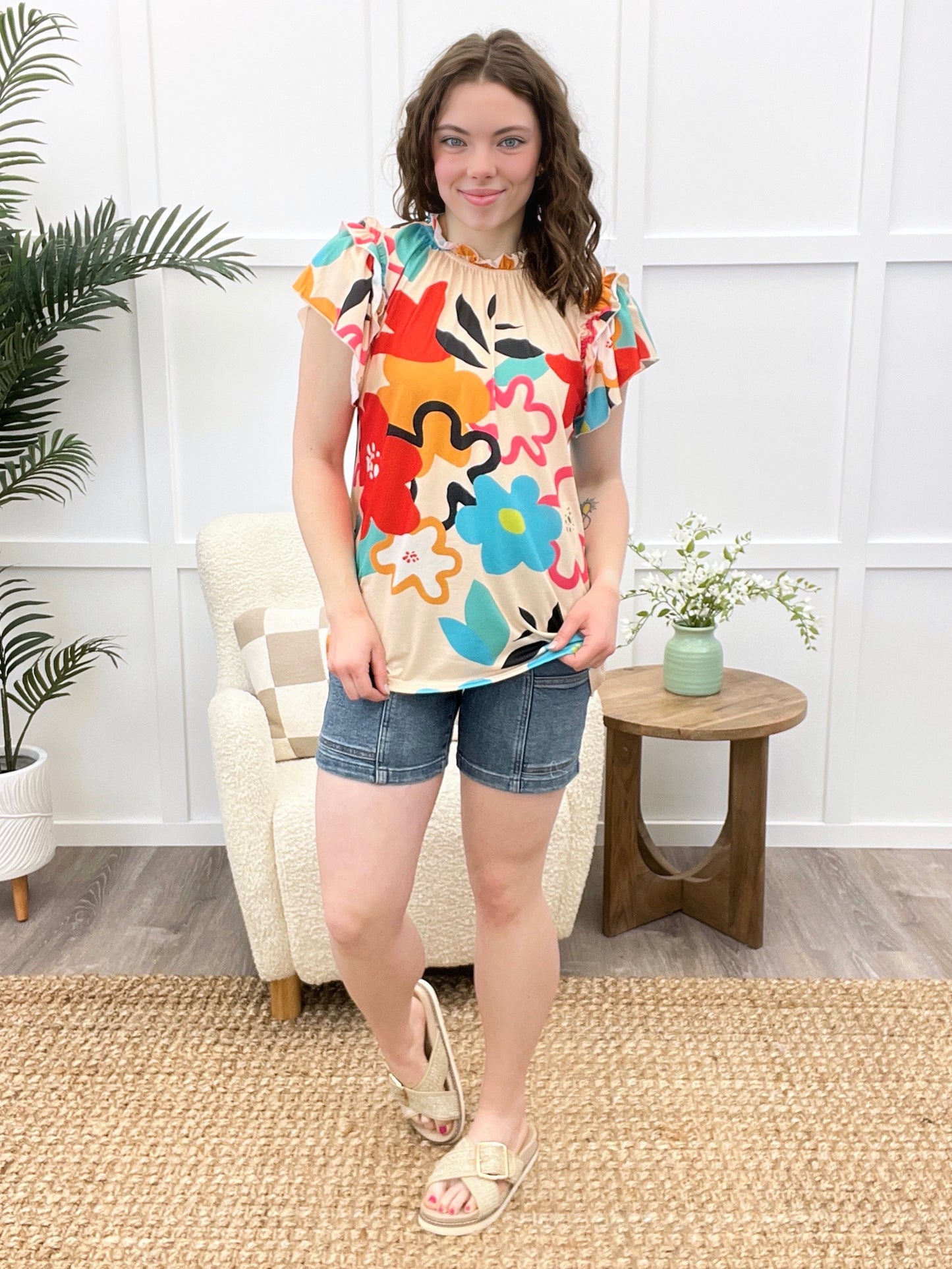 Wild Bloom Ruffle Top