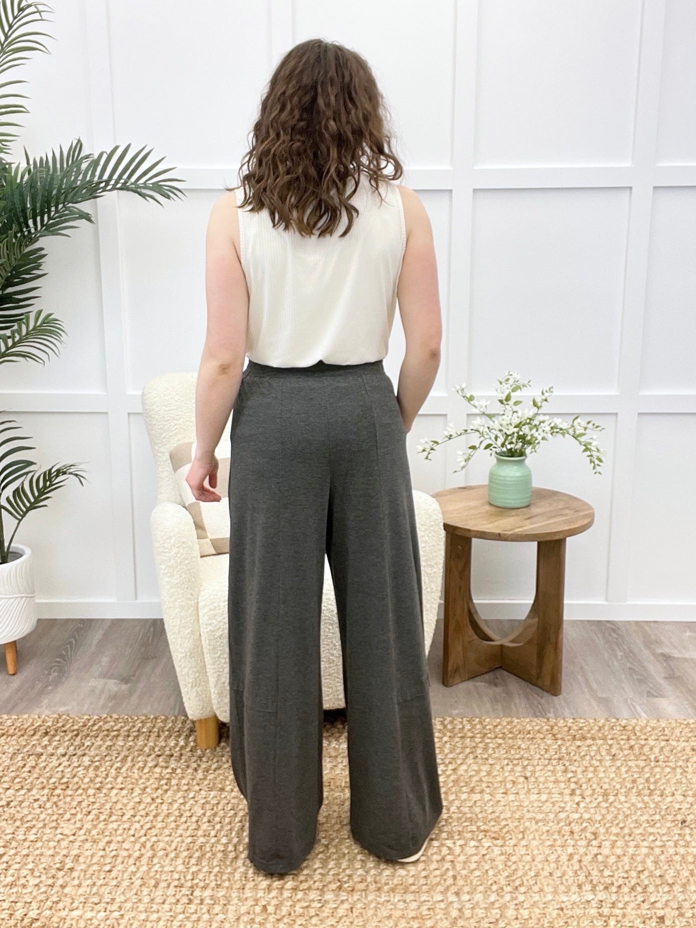 Smoky Heathered Wide-Leg Pants