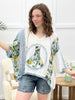 Tranquil Harmony Oversized Hooded Top - Ivory Blue