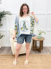 Tranquil Harmony Oversized Hooded Top - Ivory Blue