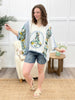 Tranquil Harmony Oversized Hooded Top - Ivory Blue