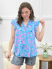 Dear Scarlett Ocean Breeze Lizzy Flutter Sleeve Top
