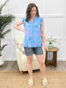 Dear Scarlett Ocean Breeze Lizzy Flutter Sleeve Top