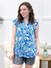 Dear Scarlett Coastal Bloom Lizzy Flutter Sleeve Top
