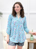 Dear Scarlett Aqua Blossom Lizzy Top