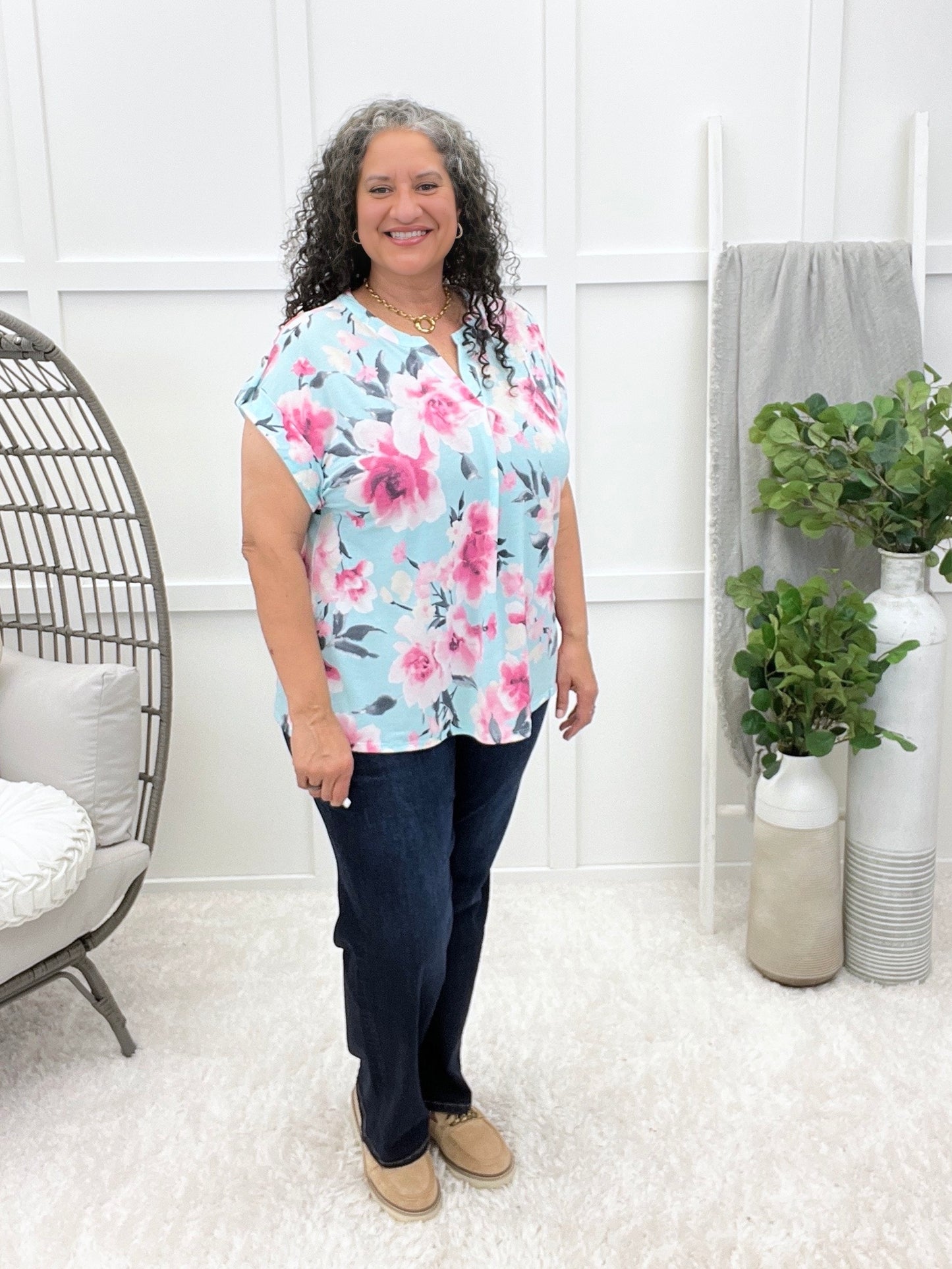 Dear Scarlett Blushing Bloom Short Sleeve Lizzy Top