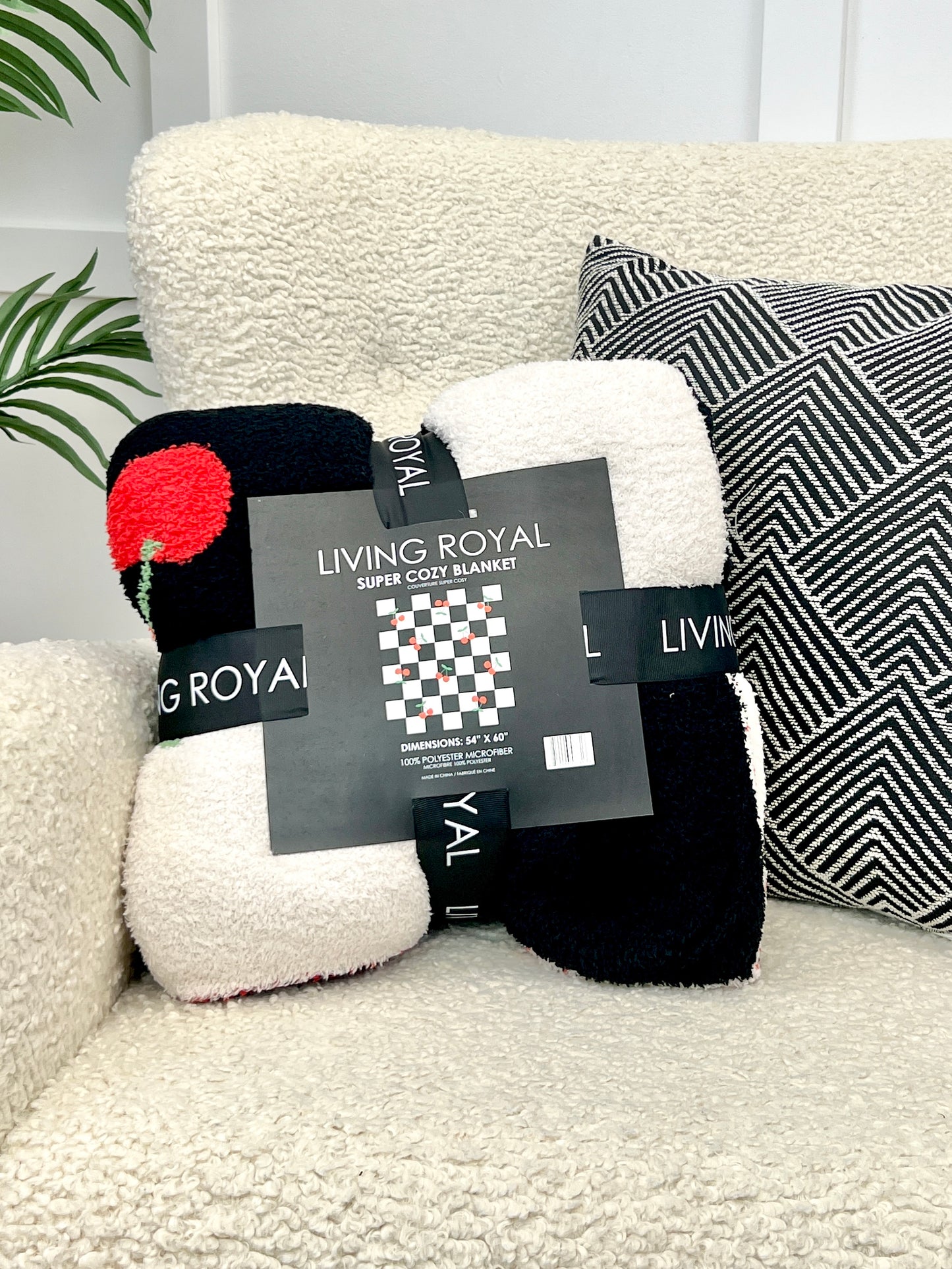 Checkered Cherries Throw Blanket