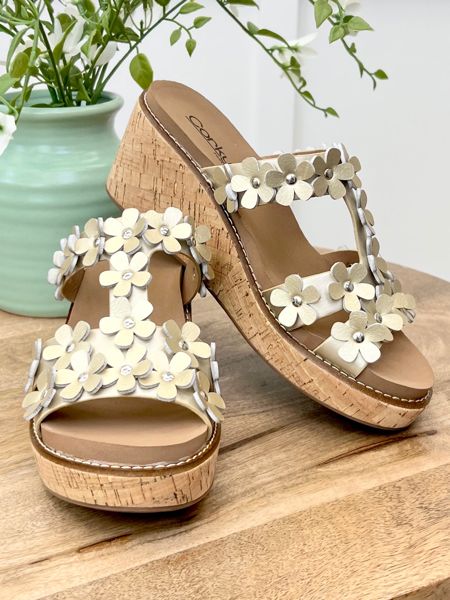 Corkys Gold Metallic Mic Drop Wedge