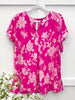 Dear Scarlett Just Let It Be Pink Floral Short Sleeve Lizzy Top