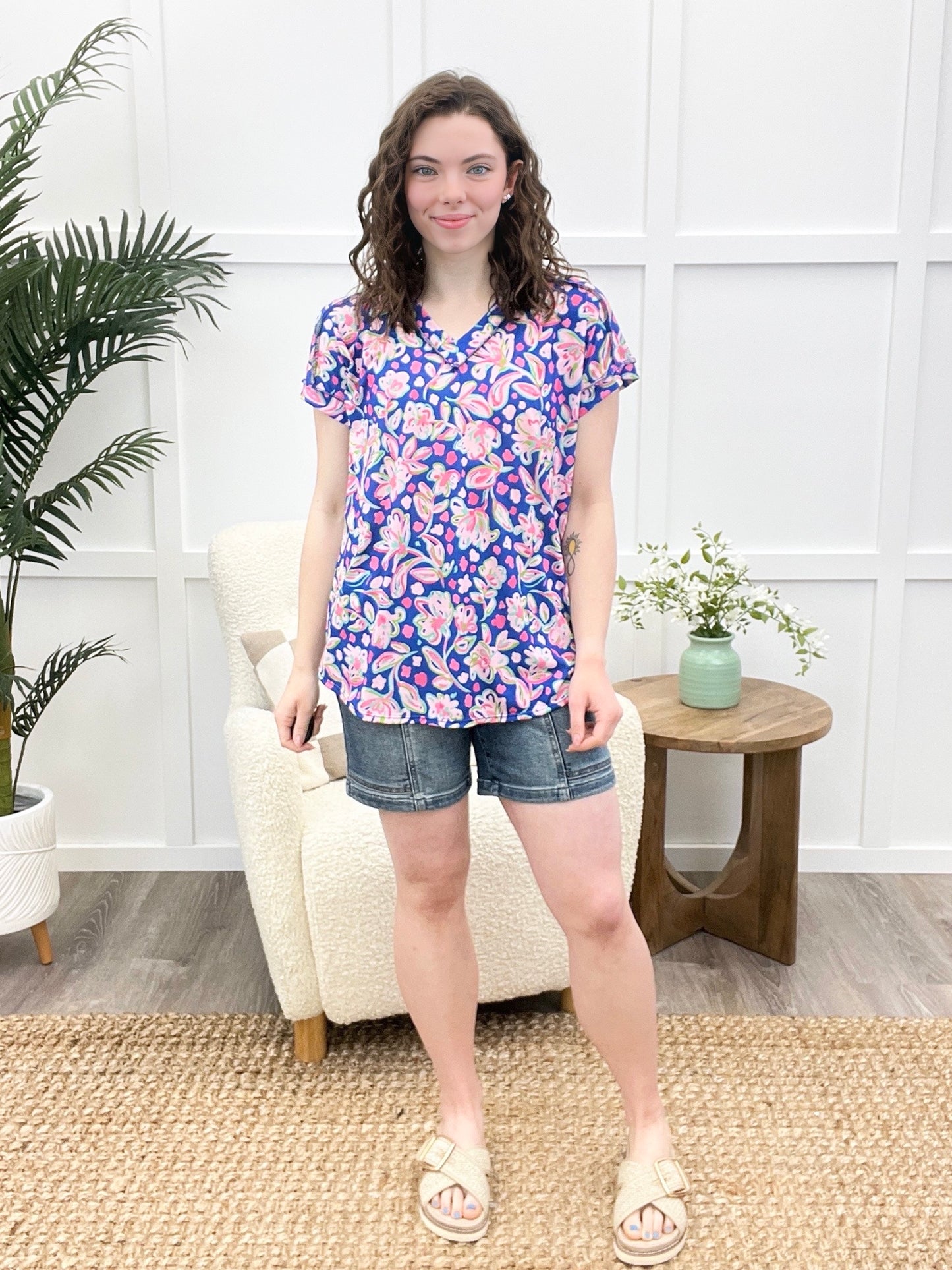 Bold Blooms Abstract Floral Top