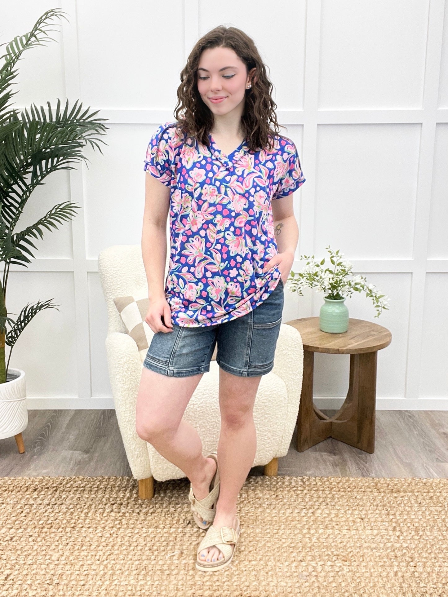 Bold Blooms Abstract Floral Top