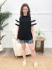 Waffle Frills Top - Black
