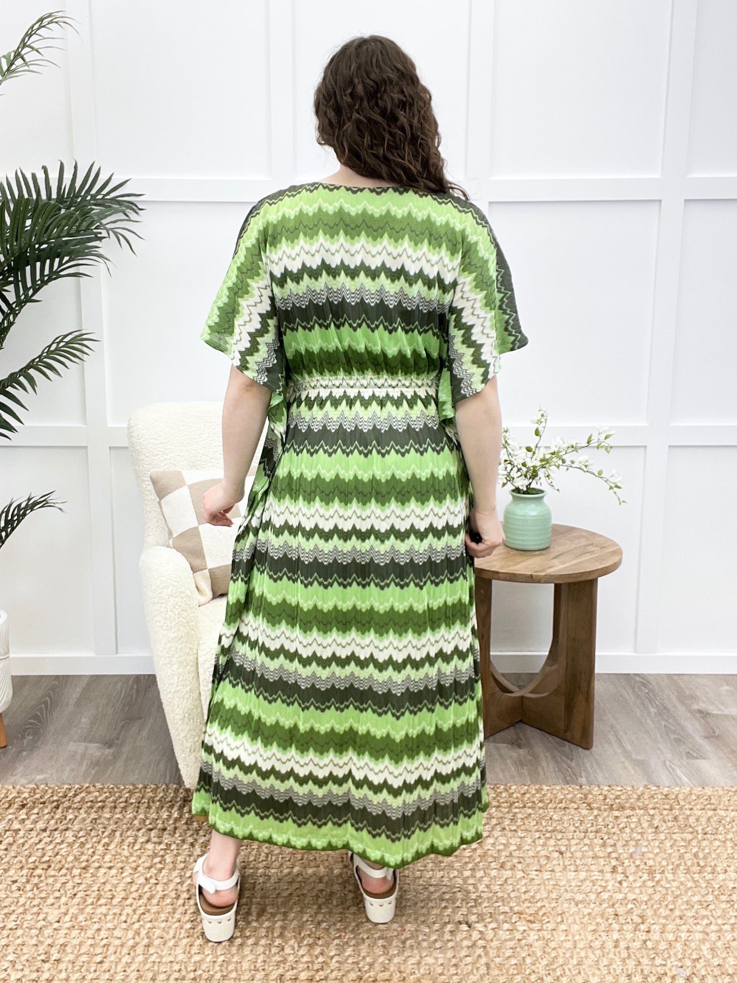 Vibing On You Dress - Sage Multi