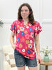 Flower Flutter Top - Fuchsia