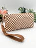 Emma Woven Clutch Wristlet - Checkered Brown