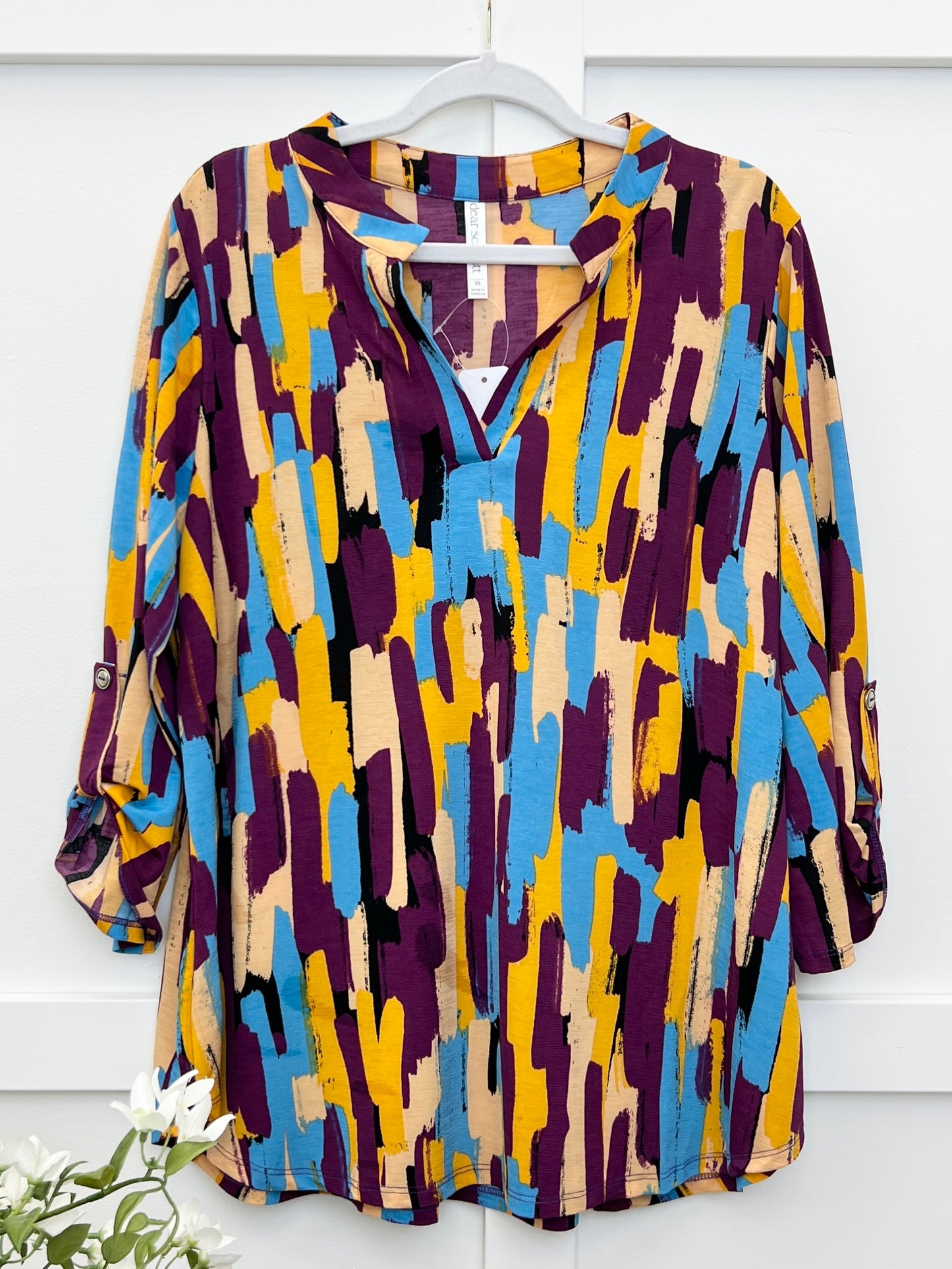 Dear Scarlett Women's Multi Colored Abstract Print Lizzy Top