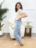 Cassidy Mid Rise Ankle Cuffed Wide Jeans