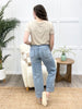 Cassidy Mid Rise Ankle Cuffed Wide Jeans