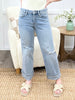 Cassidy Mid Rise Ankle Cuffed Wide Jeans