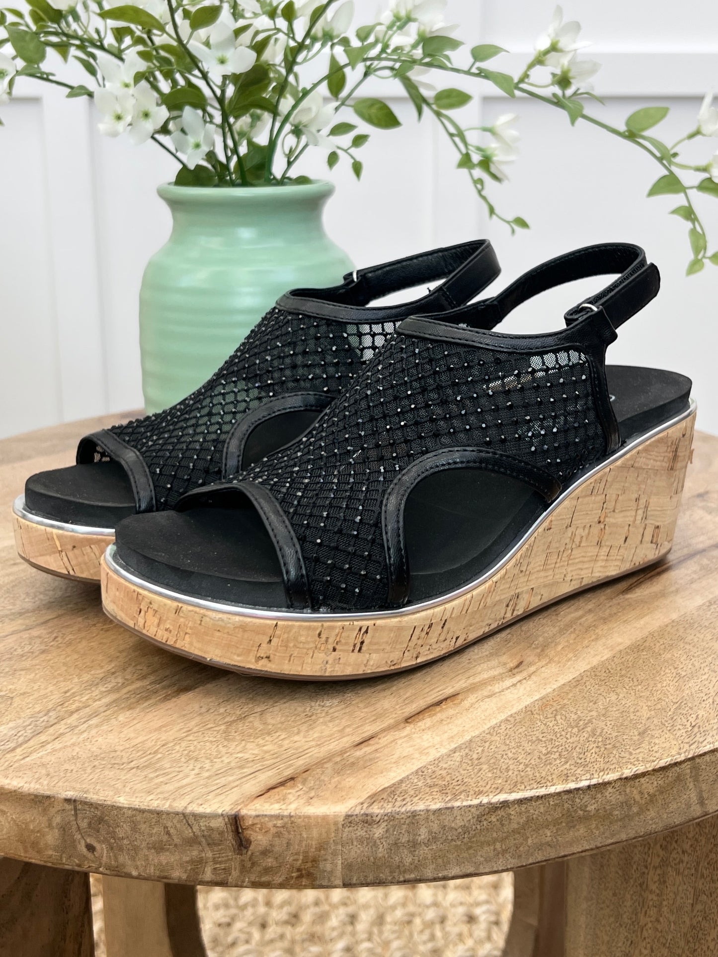 Corkys Carley Wedge - Black Mesh