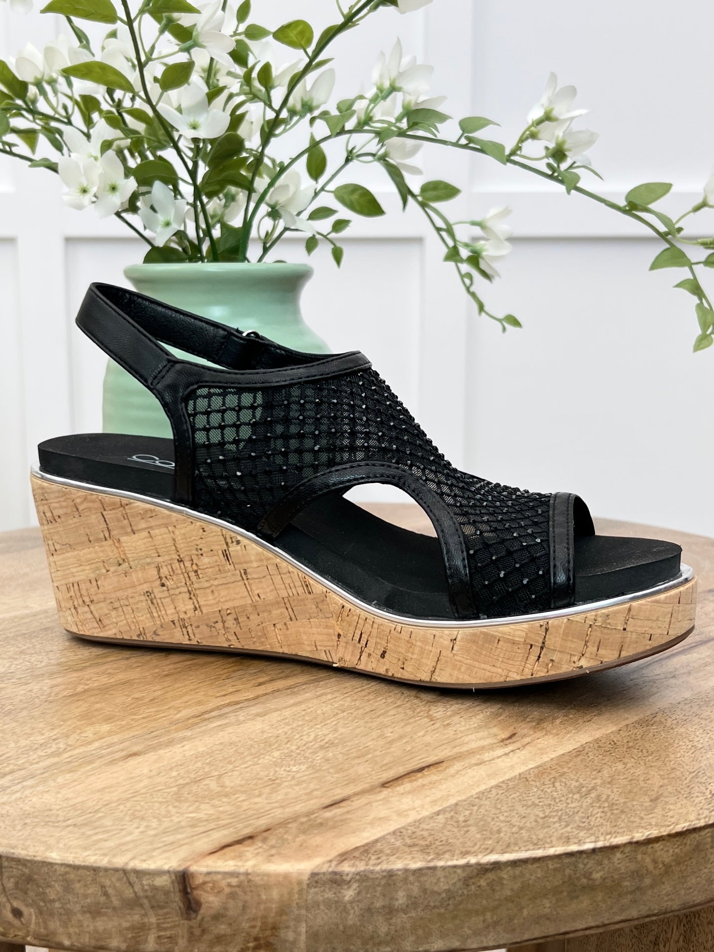 Corkys Carley Wedge - Black Mesh
