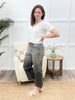 Ivy High Rise Vintage Grey Embroidered Crop Wide Jeans By Judy Blue