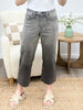 Ivy High Rise Vintage Grey Embroidered Crop Wide Jeans By Judy Blue
