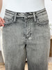 Ivy High Rise Vintage Grey Embroidered Crop Wide Jeans By Judy Blue