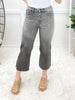 Ivy High Rise Vintage Grey Embroidered Crop Wide Jeans By Judy Blue