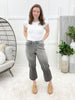Ivy High Rise Vintage Grey Embroidered Crop Wide Jeans By Judy Blue