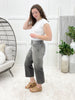 Ivy High Rise Vintage Grey Embroidered Crop Wide Jeans By Judy Blue