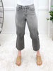Ivy High Rise Vintage Grey Embroidered Crop Wide Jeans By Judy Blue