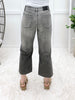 Ivy High Rise Vintage Grey Embroidered Crop Wide Jeans By Judy Blue
