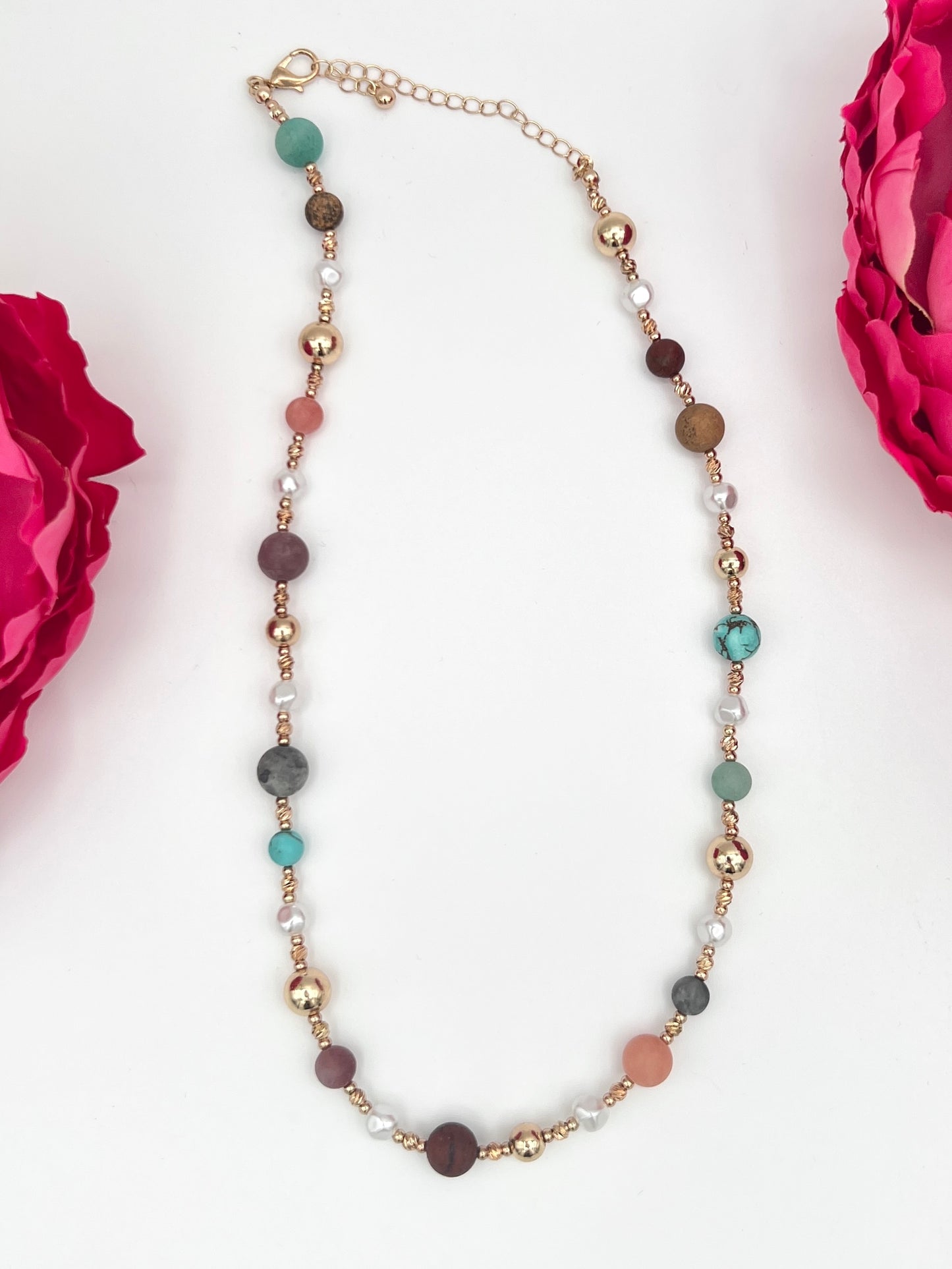 Golden Horizon Beaded Necklace - Multicolor