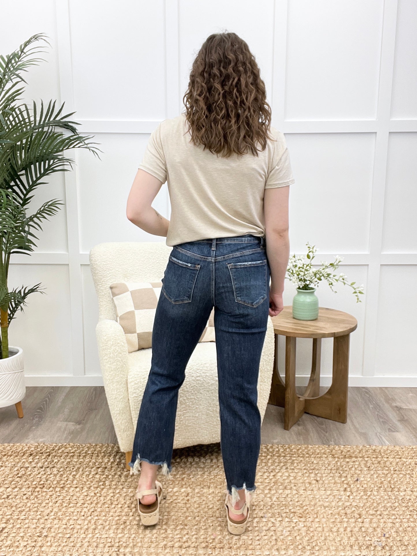 Delaney High Rise Crop Straight Jeans