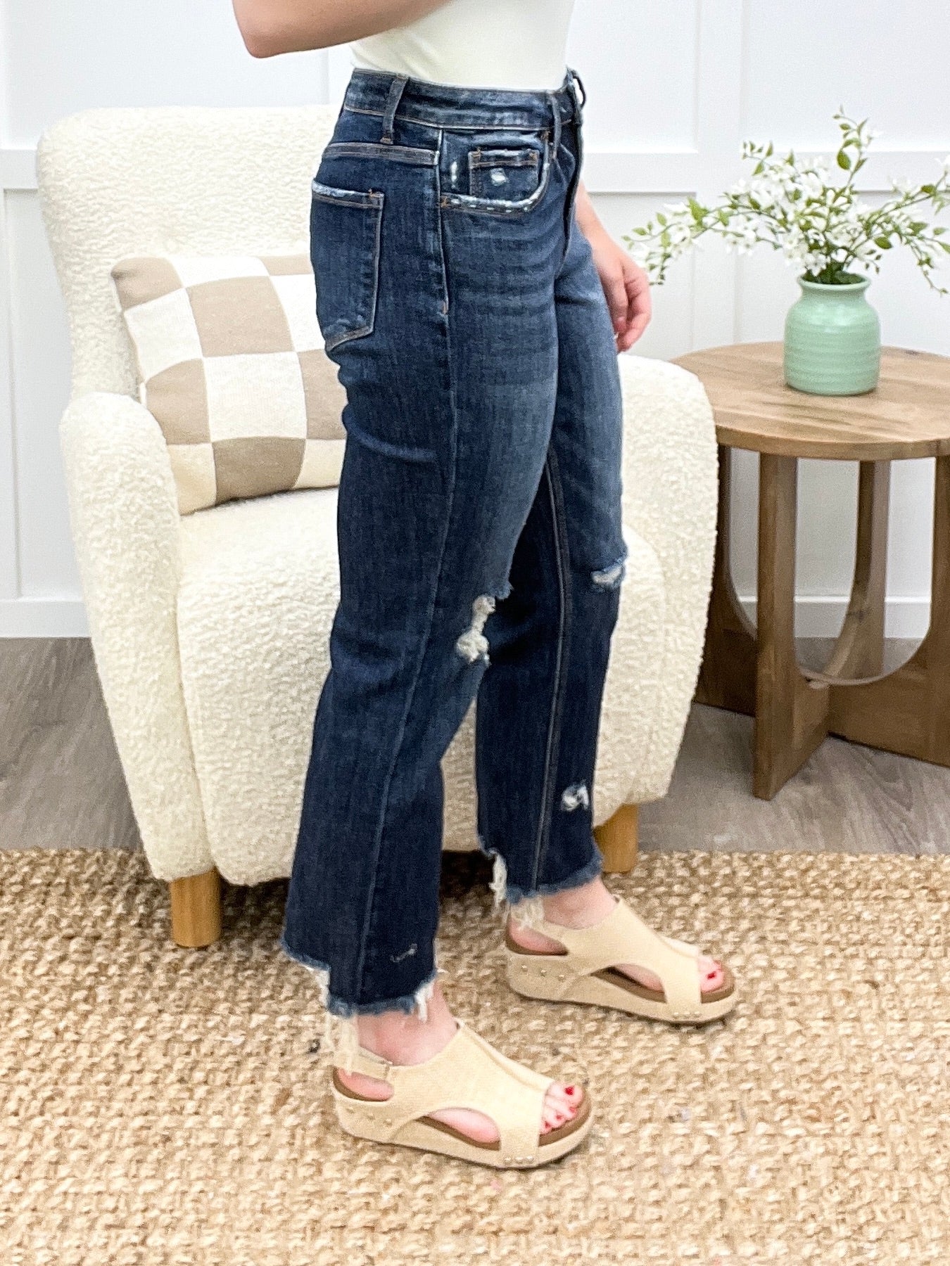 Delaney High Rise Crop Straight Jeans