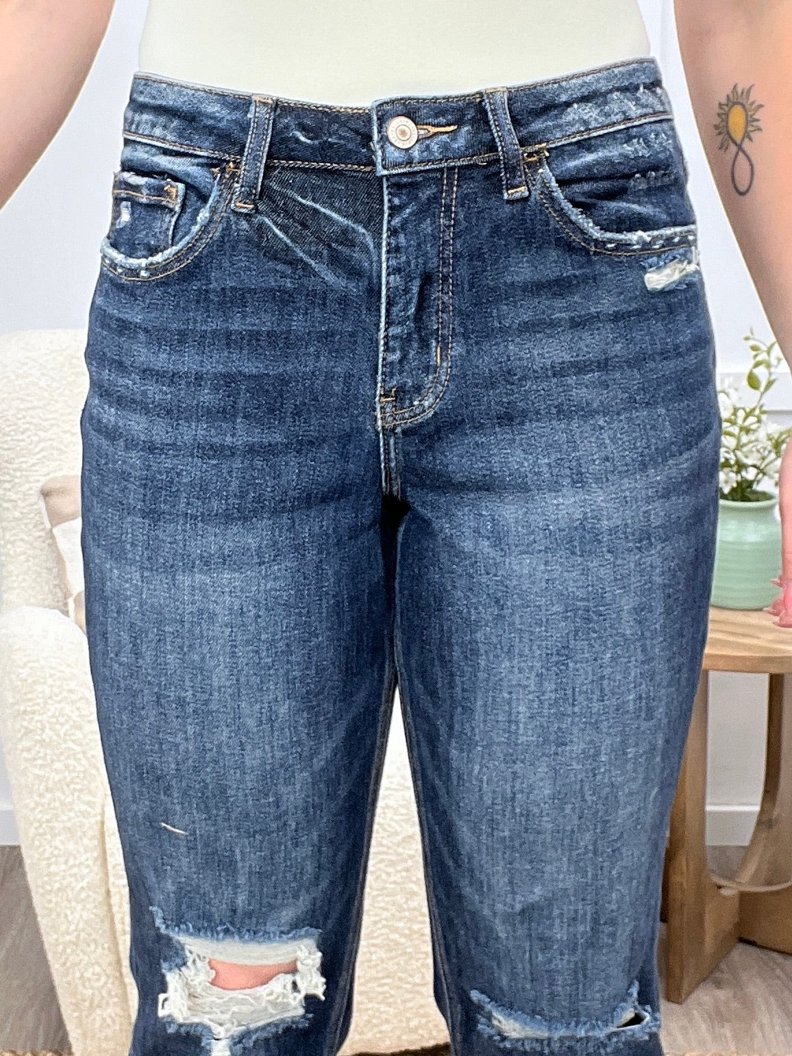 Delaney High Rise Crop Straight Jeans