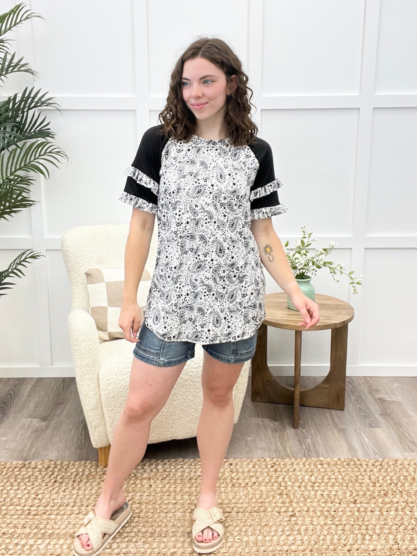 Cool All The Time Top - Ivory/Black