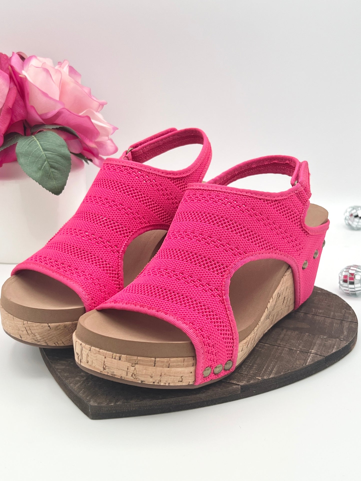 Corkys Carley Wedge - Fuchsia Knit