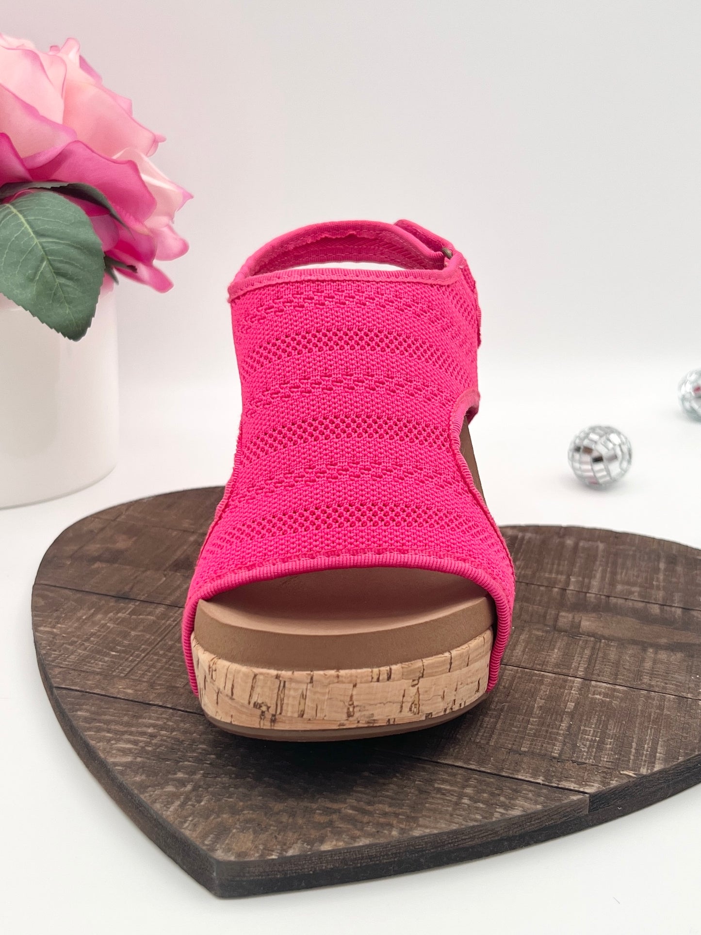 Corkys Carley Wedge - Fuchsia Knit