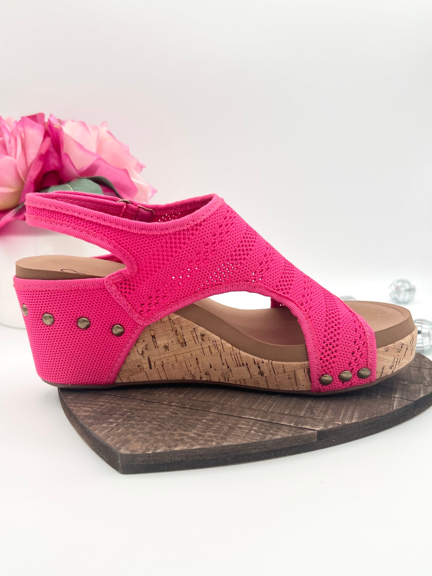 Corkys Carley Wedge - Fuchsia Knit