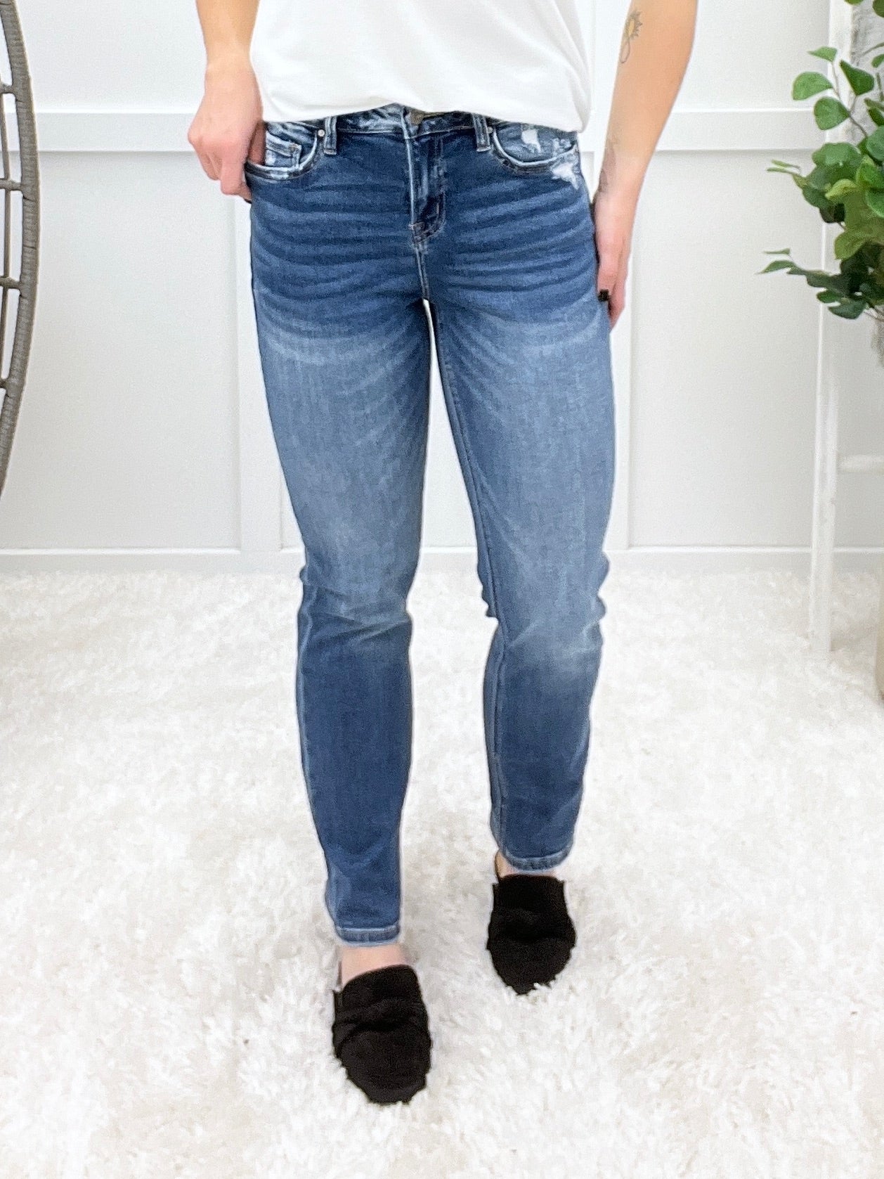 Lainey Mid Rise Straight Leg Cuffed Jeans