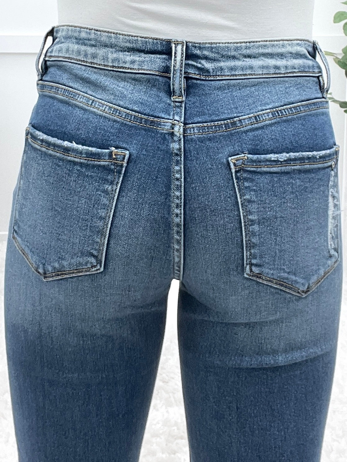 Lainey Mid Rise Straight Leg Cuffed Jeans