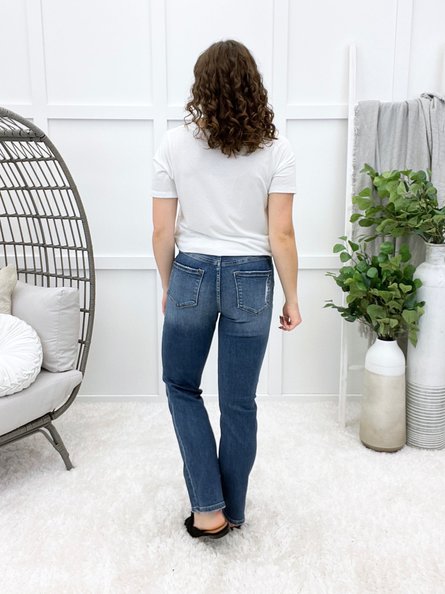 Lainey Mid Rise Straight Leg Cuffed Jeans