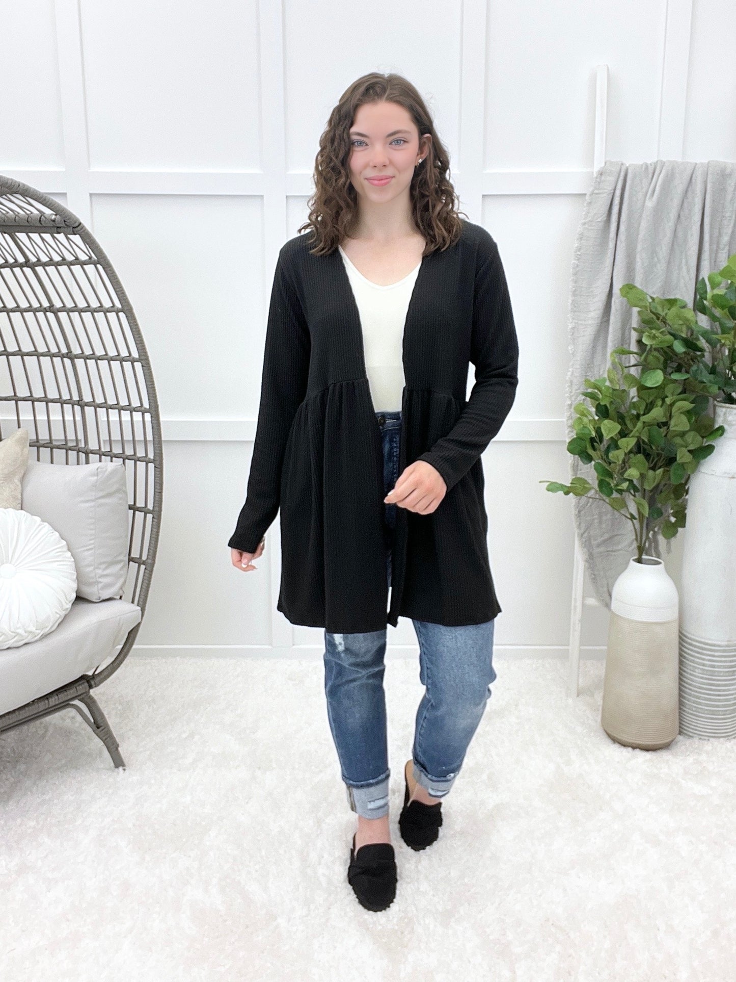 Toasty Texture Cardigan - Black