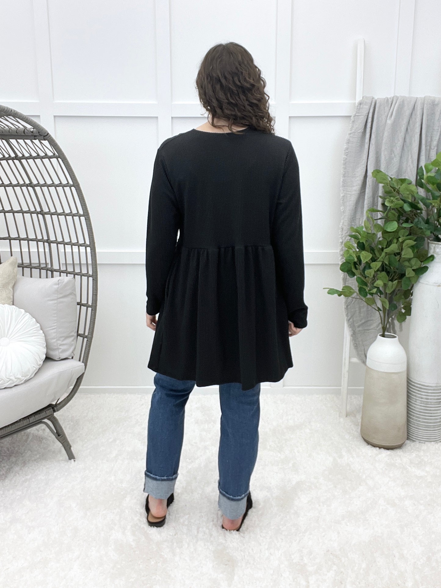 Toasty Texture Cardigan - Black