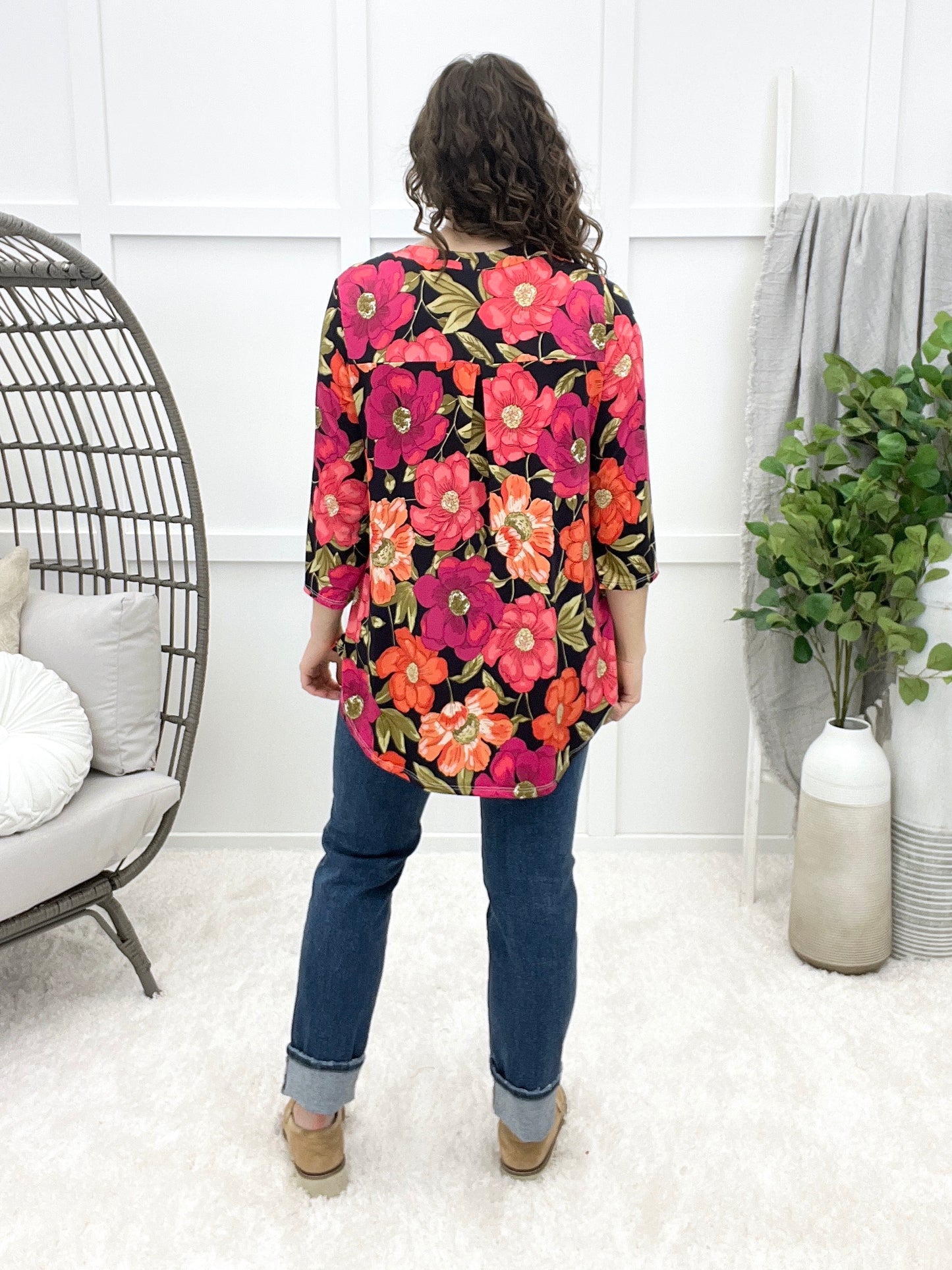 Bloom With Love Top - Navy Floral