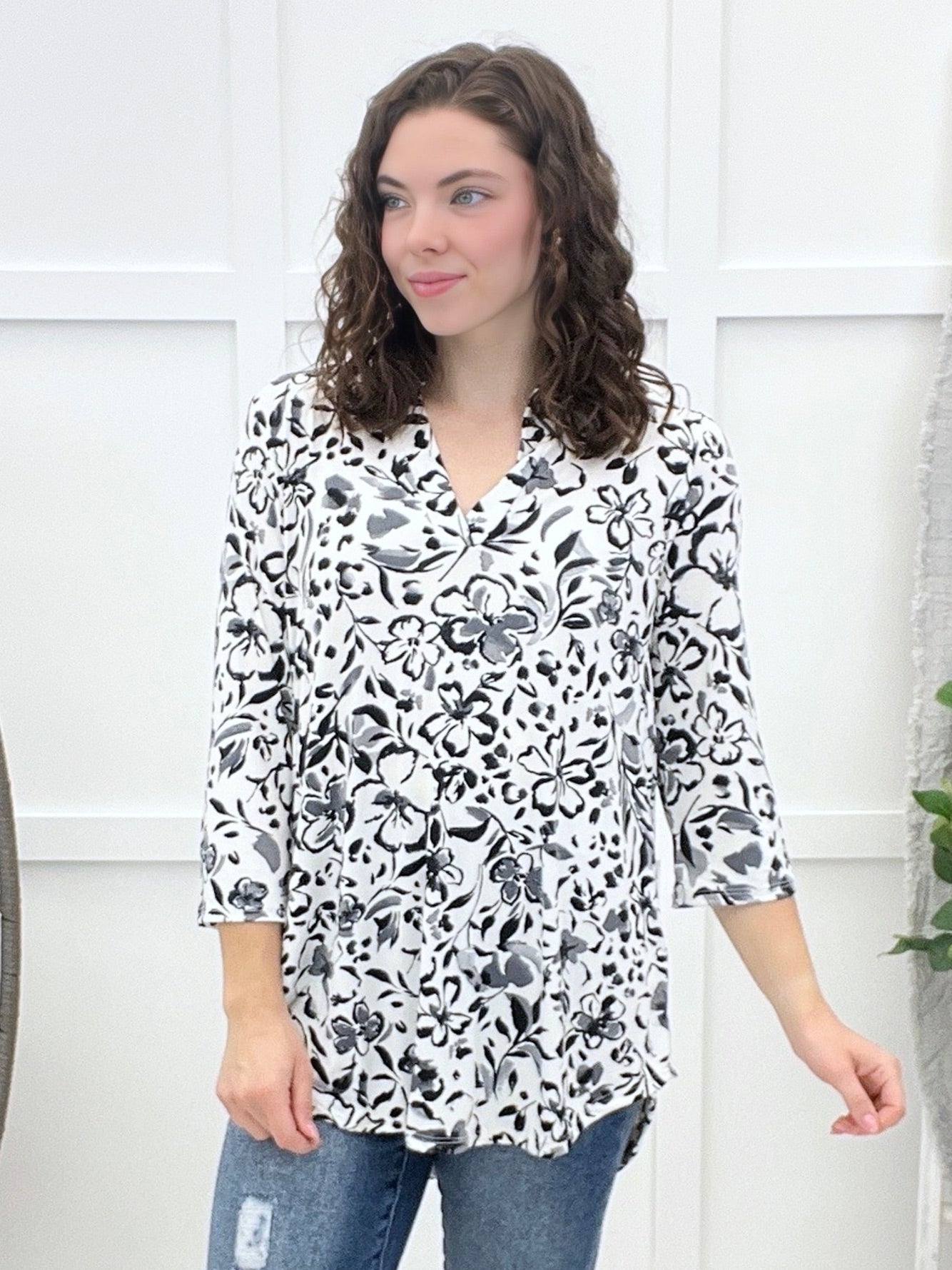 Morning Meadow Top - White Floral